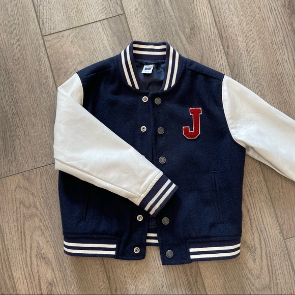 Janie Jack Wool Faux Leather Varsity 